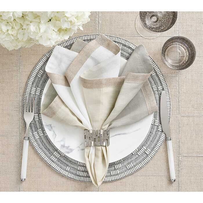 Kim Seybert Matrix Napkin Ring in Silver - Set of 4 - Image 2