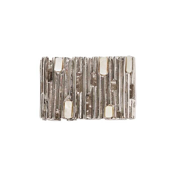 Kim Seybert Matrix Napkin Ring in Silver - Set of 4 - Image 3