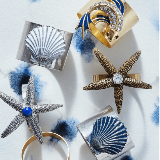 Joanna Buchanan Starfish Skinny Napkin Rings, Silver - Set of 4 - Image 2