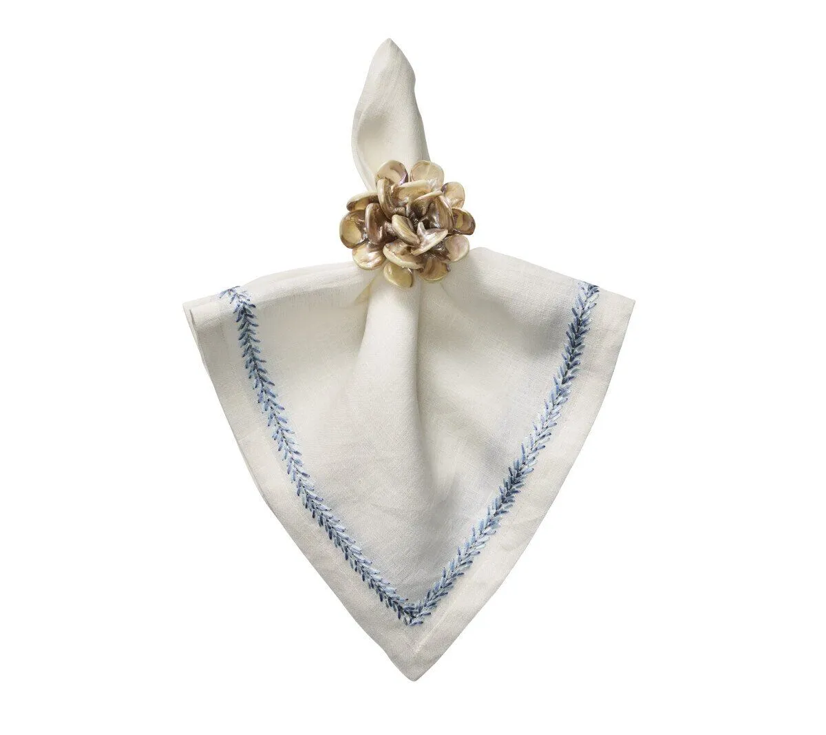 Kim Seybert Jardin Napkin In White & Periwinkle - Set of 4 - Image 3