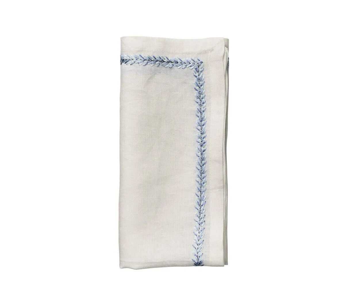 Kim Seybert Jardin Napkin In White & Periwinkle - Set of 4