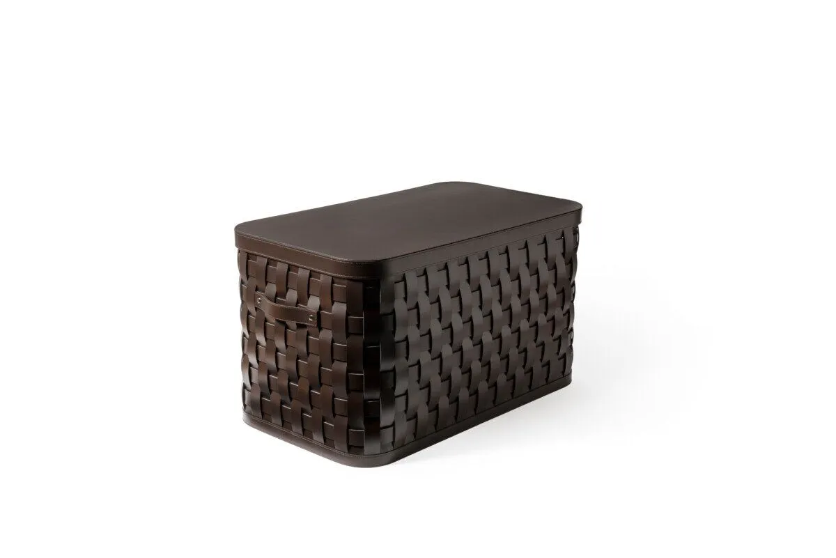 Classic Woven Rectangular Basket With Lid - Image 2
