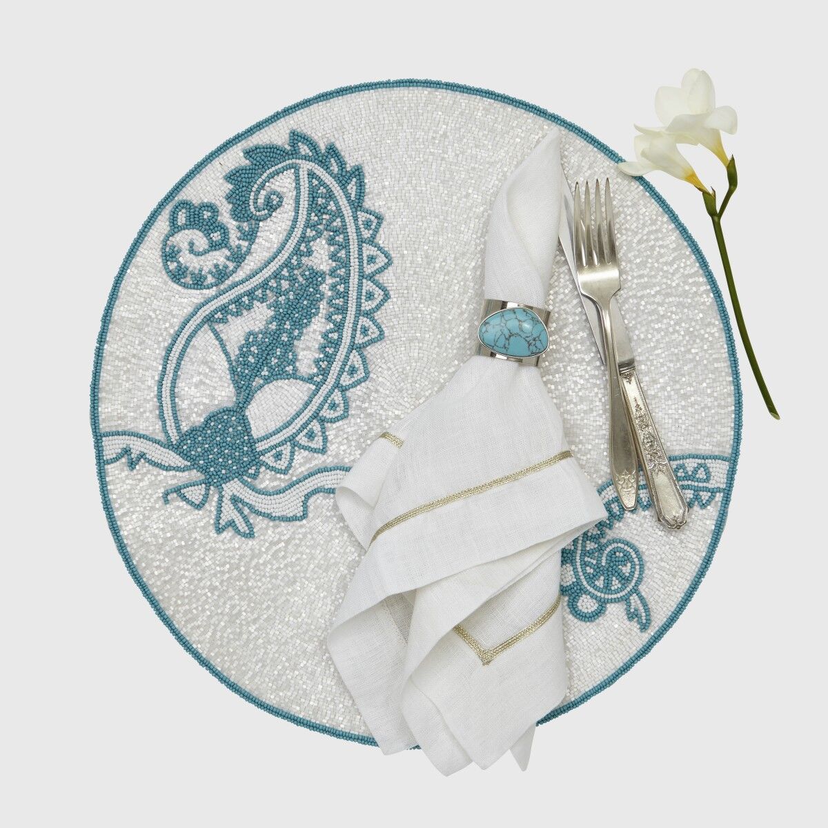Paisley placemat, turquoise