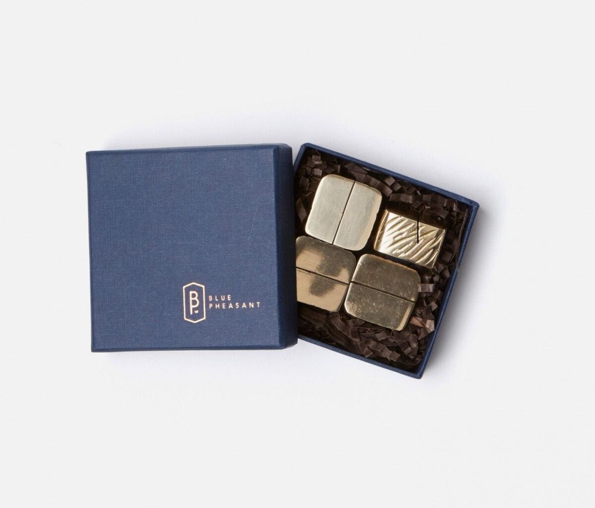 cube placecard holder in brass with gold finish, set of 4 #3