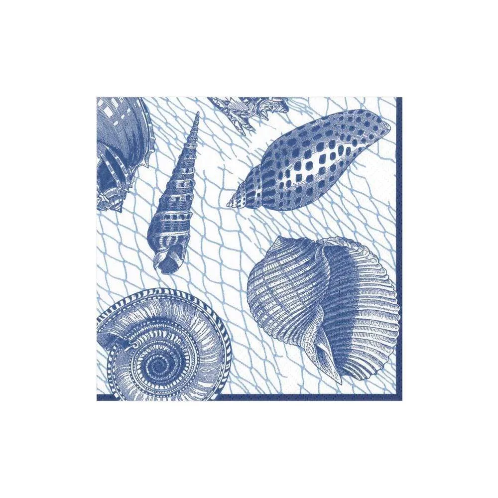 Netting and Shells Paper Cocktail Napkins in Blue