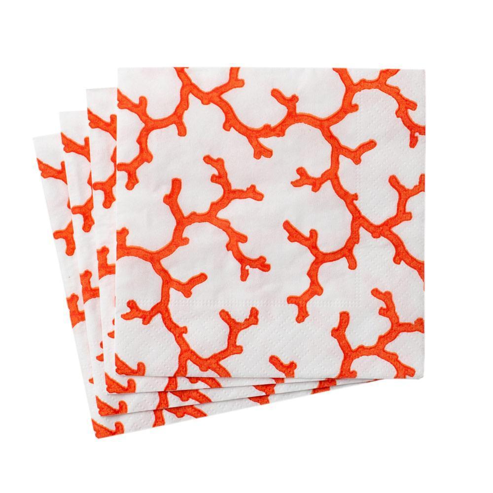 The Coral Sea Paper Cocktail Napkins in Coral