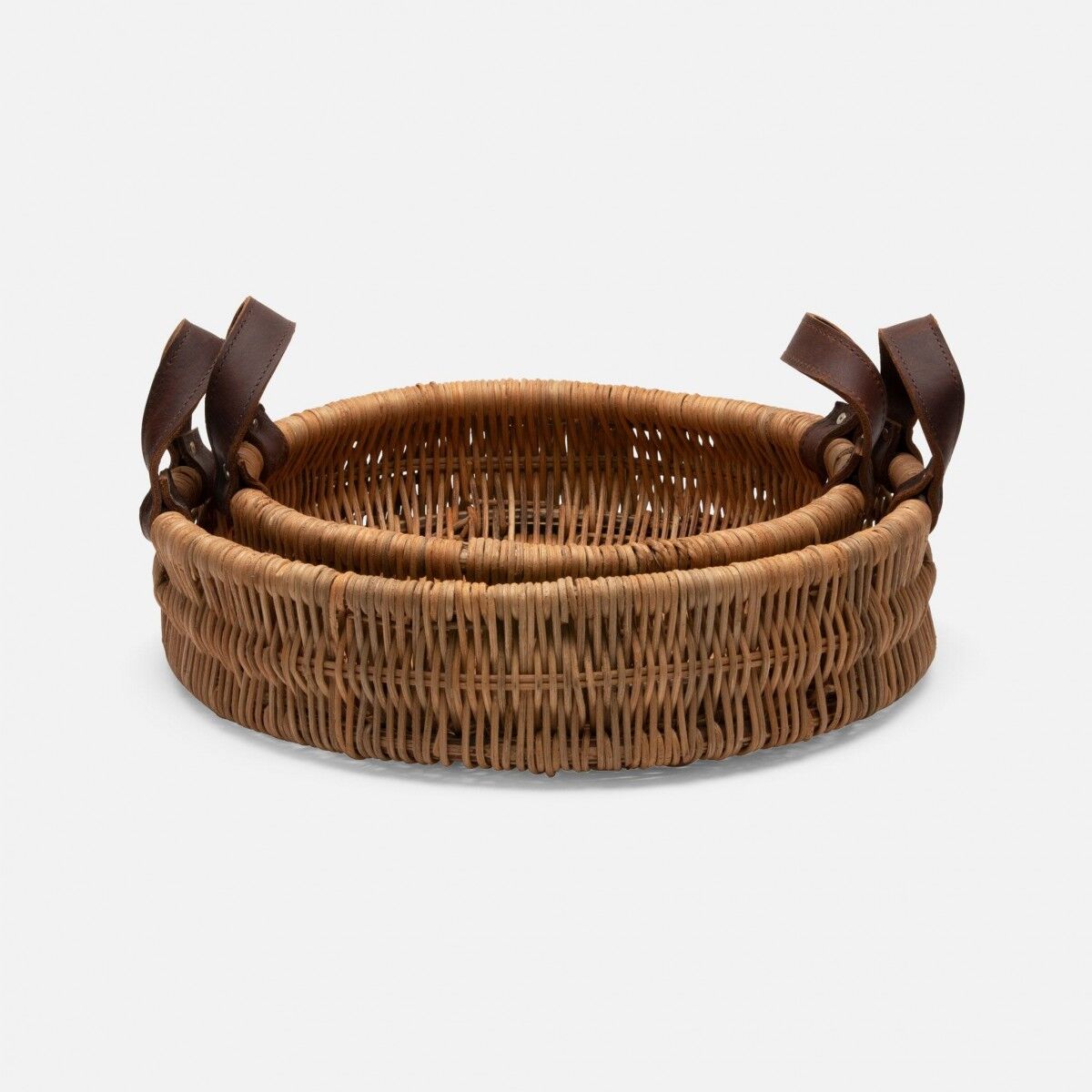 Pigeon & Poodle Yakima Round Wicker Baskets with Handles - Set of 2 - Image 2