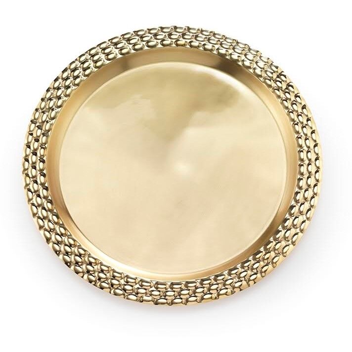 Mary Jurek Helios Gold Tone Round Serving Trays