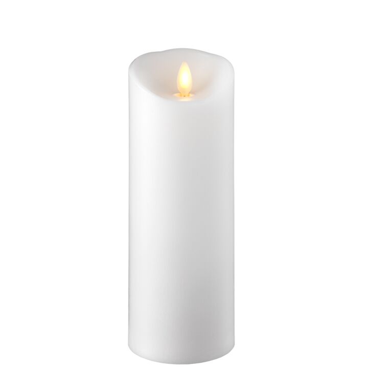 3.5 x 9 Moving Flame Flameless White Pillar Candle