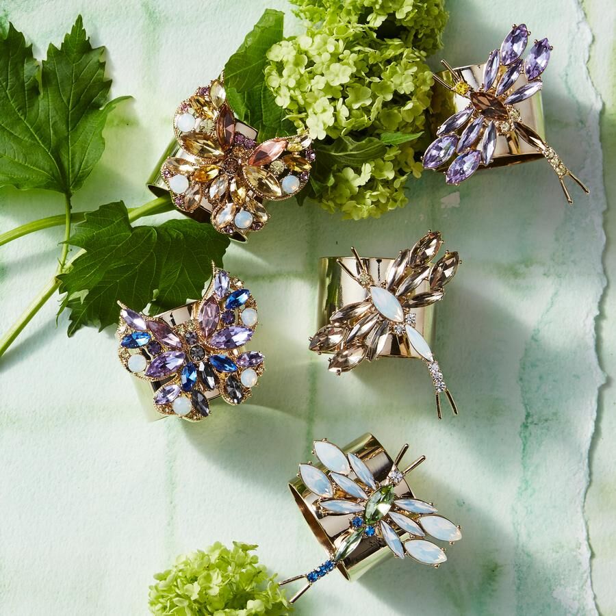 Jeweled Butterfly Napkin Rings Blue Lifestyle