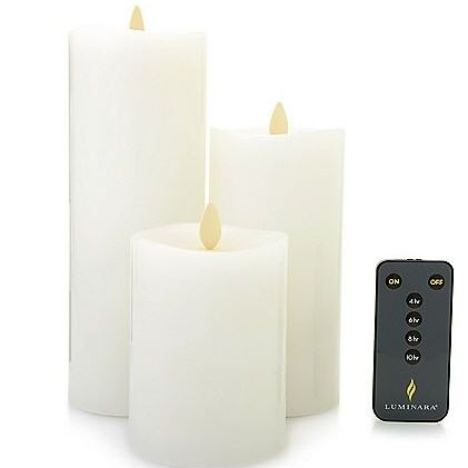 Luminara Flameless Candels with Remote Set of 3 White