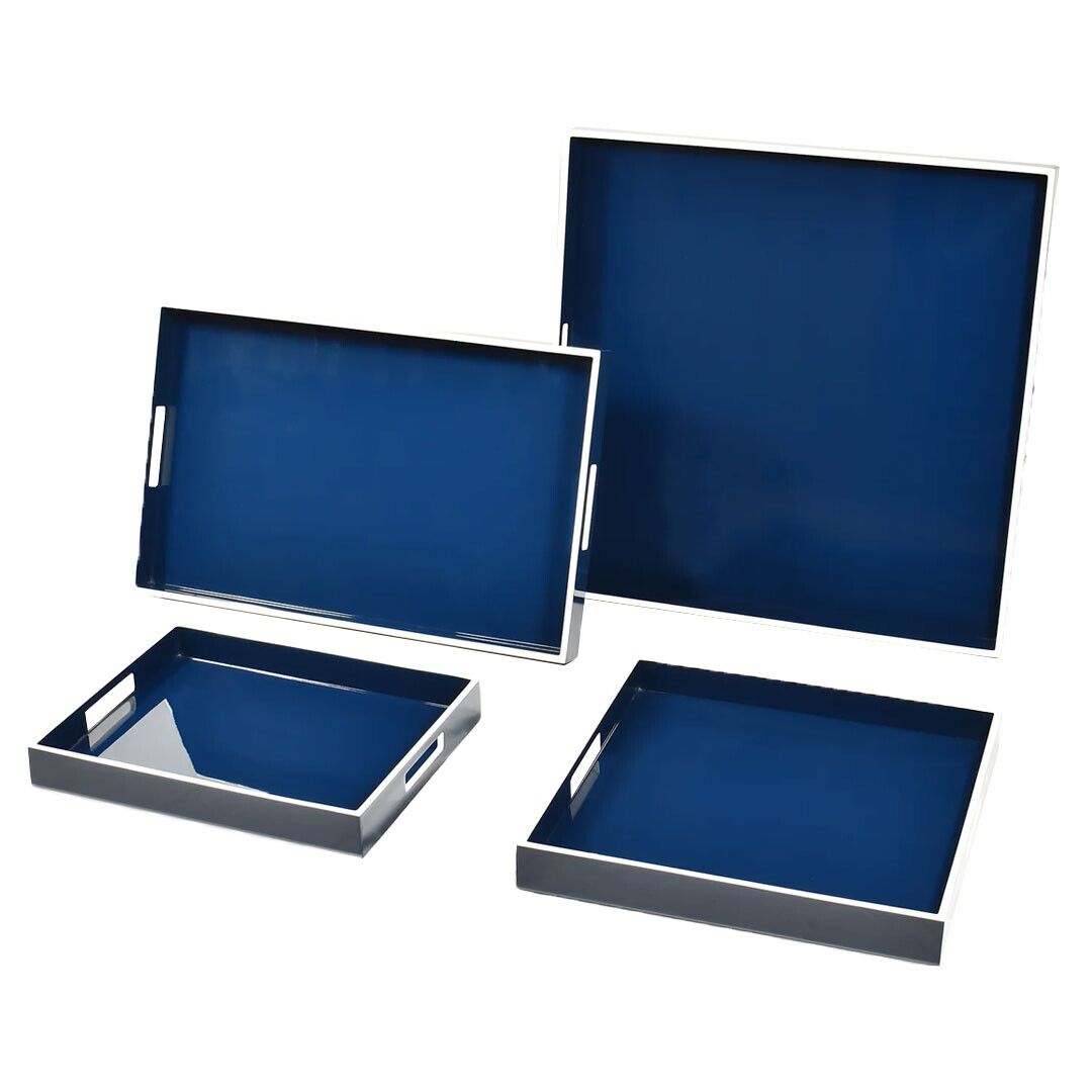 Pacific Connections Navy Blue with White Trim Tray Collection