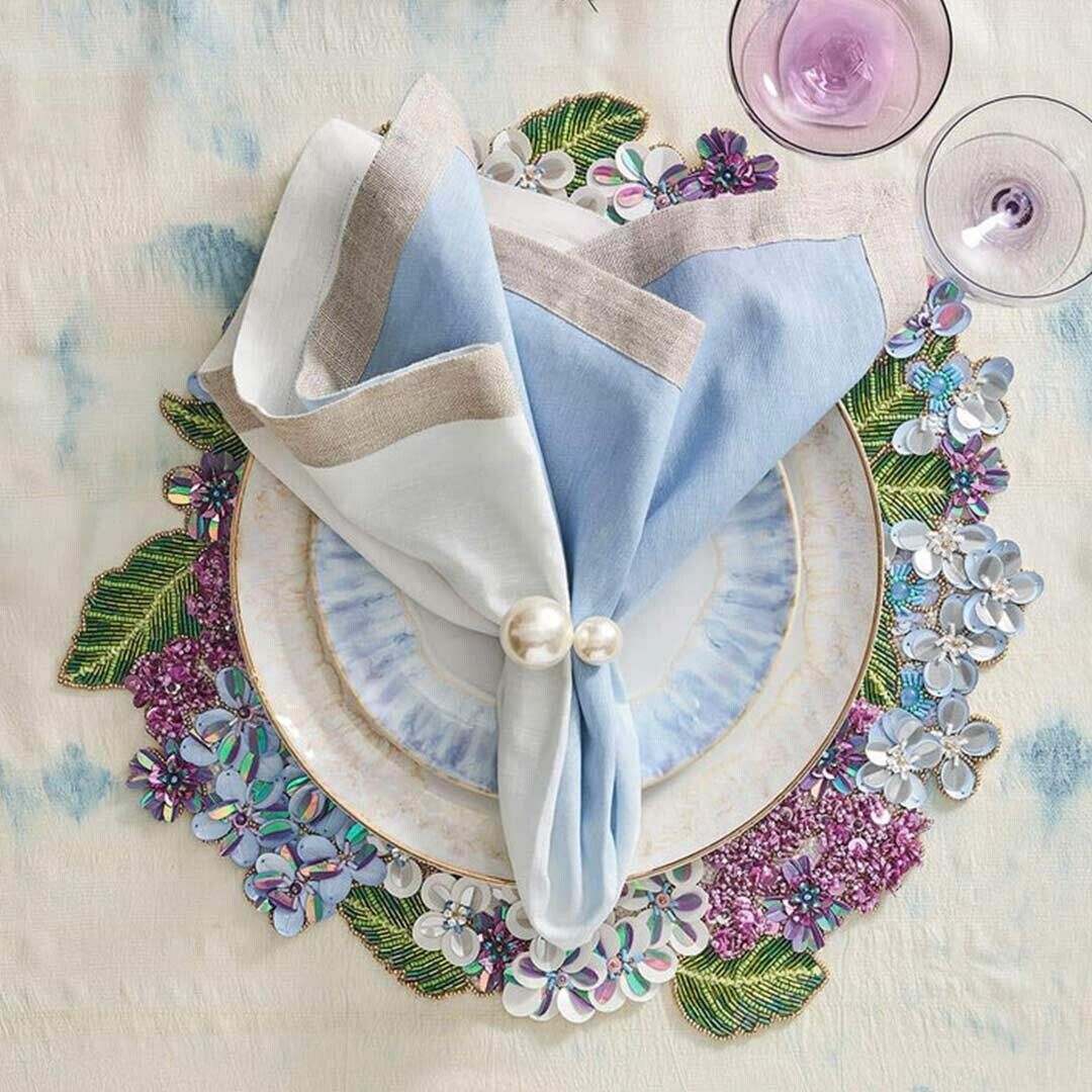 Kim Seybert Dip Dye Napkin in White & Periwinkle