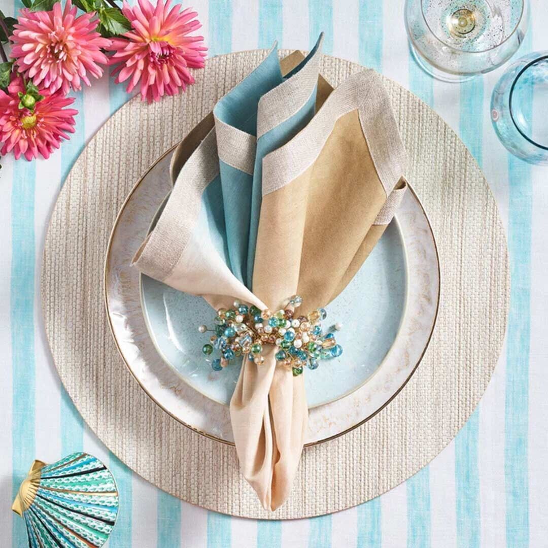 Kim Seybert Dip Dye Napkin in Natural & Seafoam