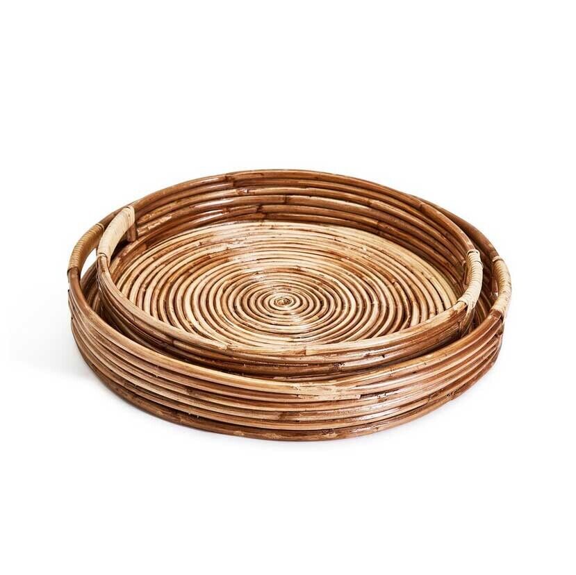 Two's Company Cane Hand-Crafted Rounded Tray - Image 2