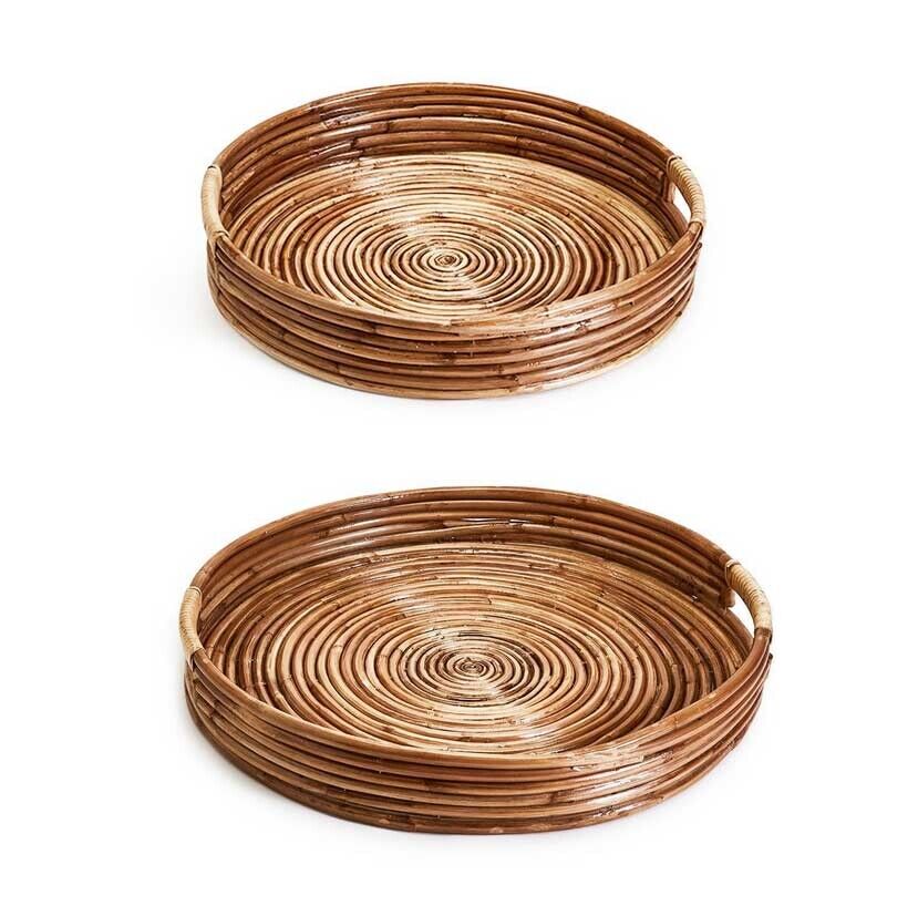 Two's Company Cane Hand-Crafted Rounded Tray - Image 3