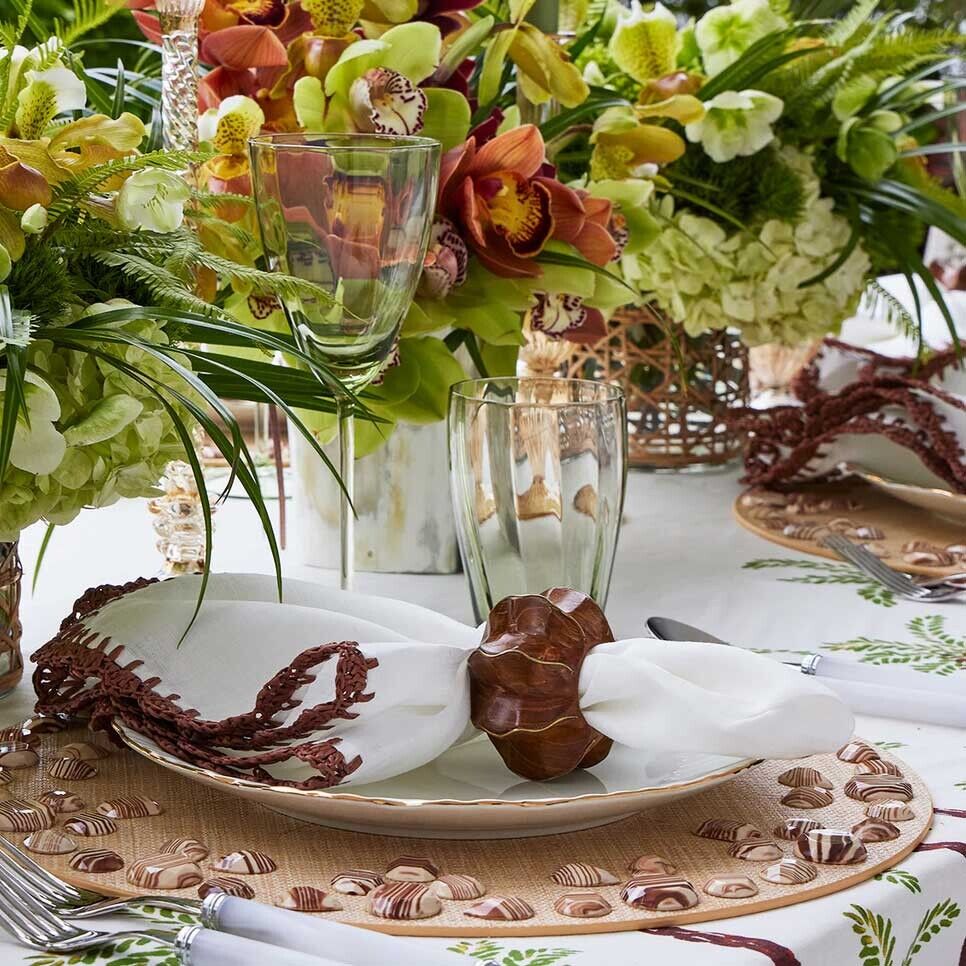 Kim Seybert Twist Napkin Ring in Brown & Gold - Set of 4 - Image 5