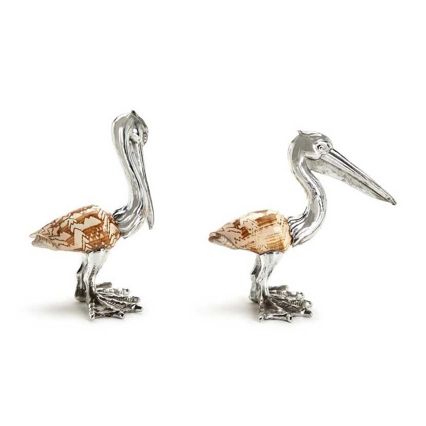 Two's Company Pelican Sculptures Silver Plated Resin - Set of 2 - Image 2
