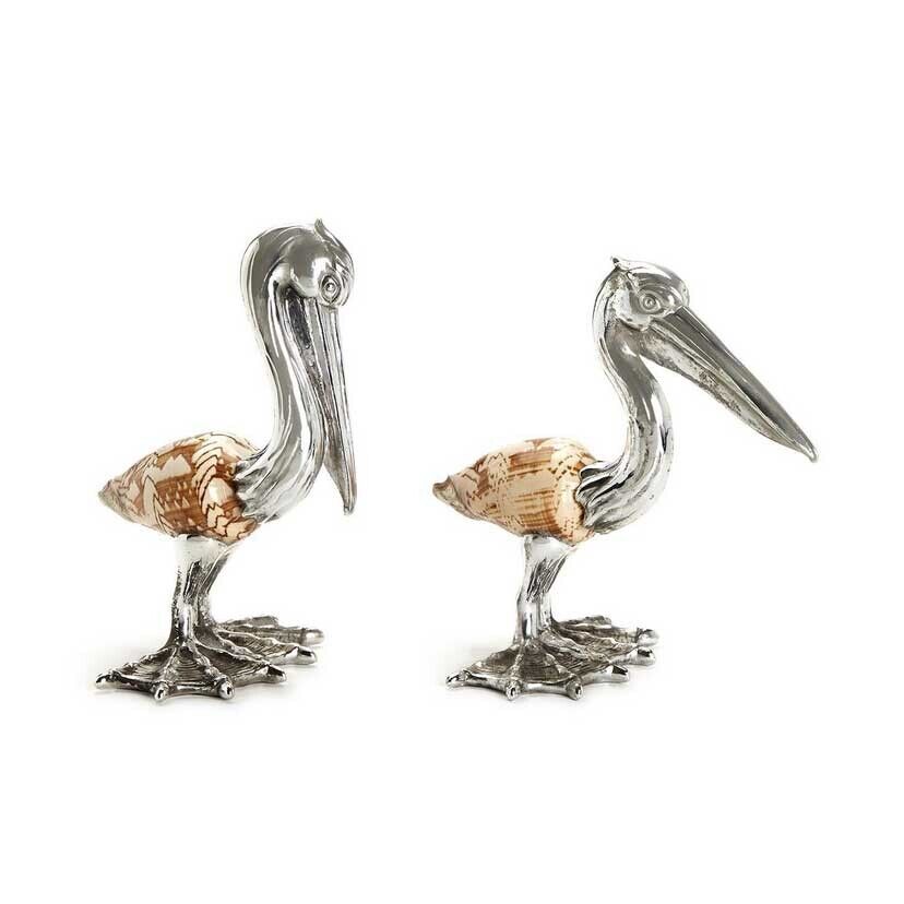 Two's Company Pelican Sculptures Silver Plated Resin - Set of 2 - Image 3