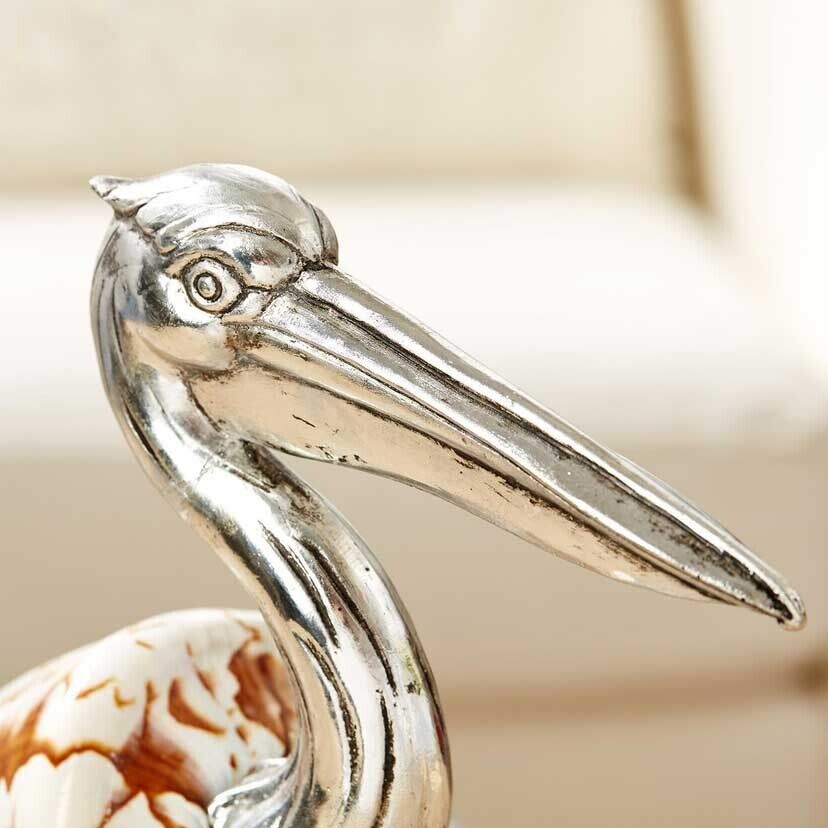 Two's Company Pelican Sculptures Silver Plated Resin - Set of 2 - Image 4