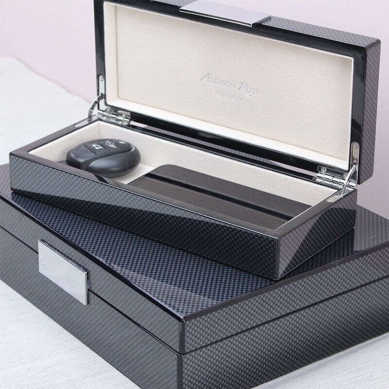 Addison Ross Carbon Fibre Lacquer Box with Silver - Image 2