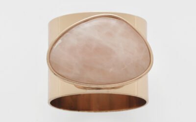 Joanna Buchanan Gilt Edge Shell Napkin Rings, Rose Quartz – Set of 2