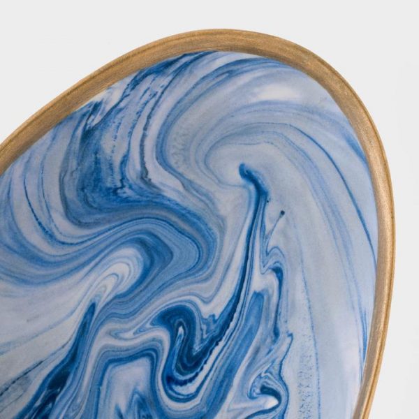 Marbleized porcelain ring dish, blue