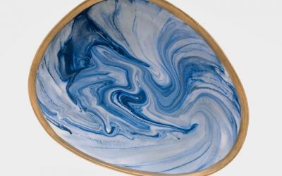 Joanna Buchanan Marbleized porcelain ring dish, blue