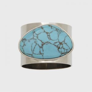 Gilt Edge Shell Napkin Ring In Turquoise