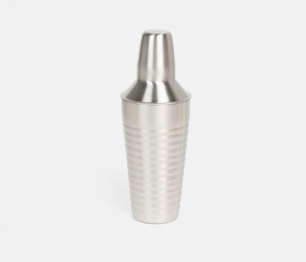 Ribbed Stainless Steel Cocktail Shaker In Matte Nickel