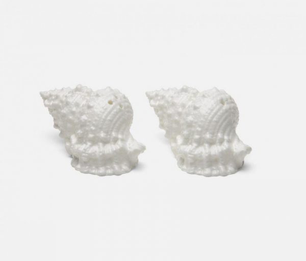 Conch Shell Salt and Pepper Shakers in White Porcelain