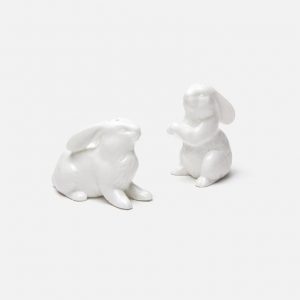 Bunny Salt and Pepper Shakers in White Porcelain