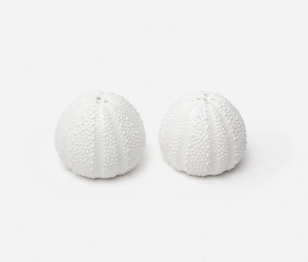 Sea Urchin Salt and Pepper Shakers in White Porcelain