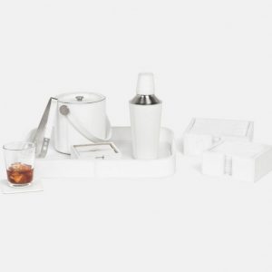 marine leather cocktail shaker in bright white #1