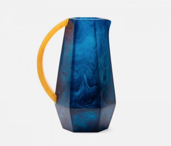 Large Resin Pitcher in Cobalt and Marigold