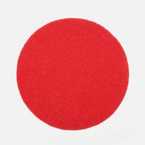 Glass Bead Round Placemat in Red