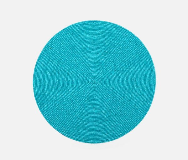 Glass Bead Round Placemat in Turquoise