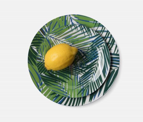 tropical palm leaf salad-dessert plate, set of 4 #2