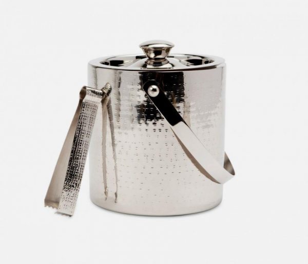 Etched Metal Ice Bucket in Shiny Nickel
