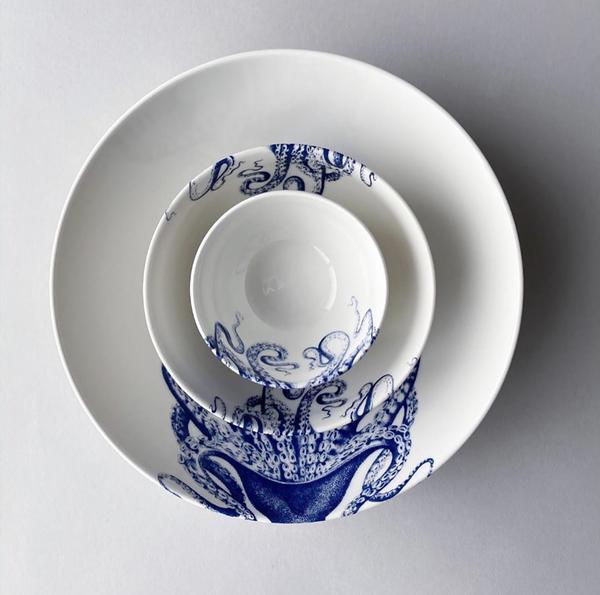 Blue Lucy Wide Serving Bowl Lifestyle