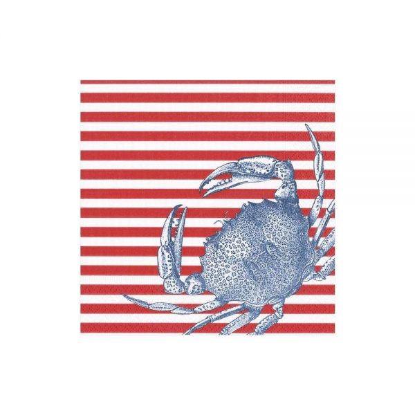 Crabs and Stripes Paper Cocktail Napkins in Red
