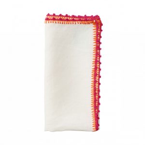 white-pink-orange-knotted-edge-napkin