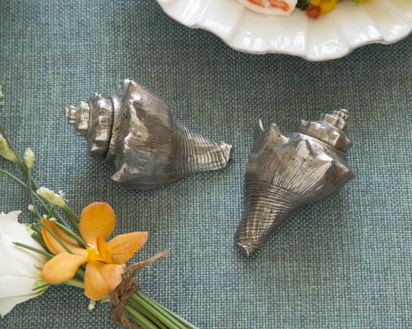 Pewter Conch Shells salt & Pepper set lifestyle