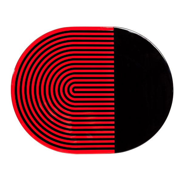Black & Red Half Stripe Lacquer Placemat