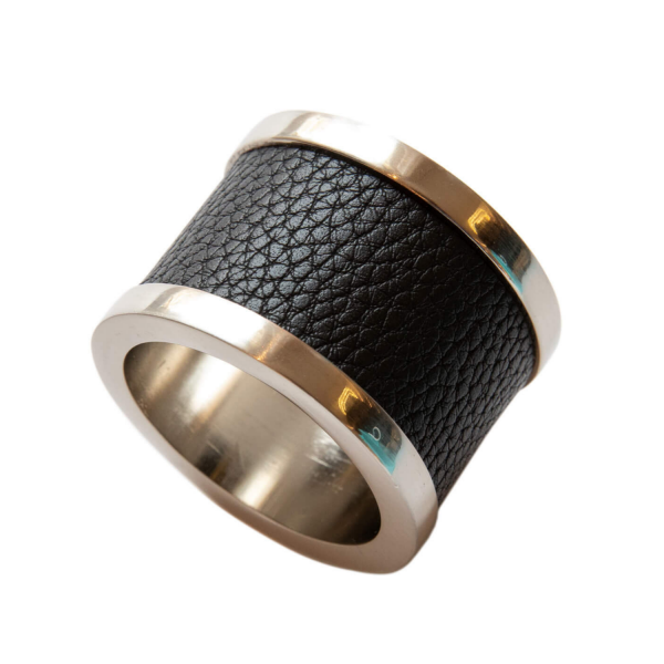 Black Zinc & Leather Napkin Ring (1)