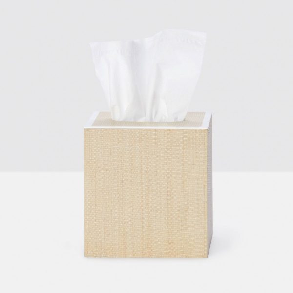 Maranello Beige Abaca White Resin Tissue Box