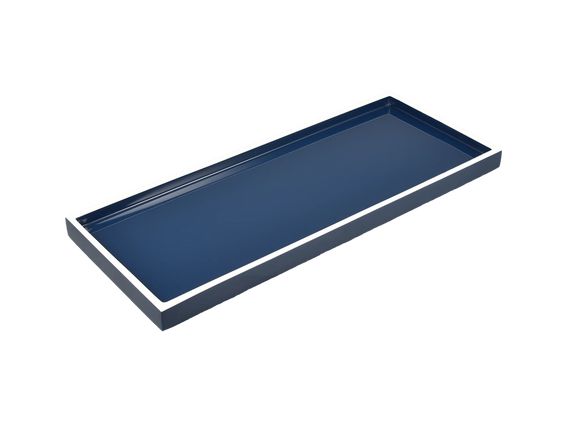 Navy Blue with White Trim Long Vanity Tray