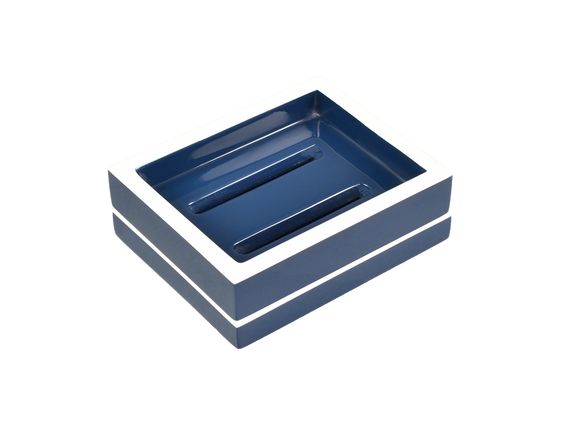 Navy Blue with White Trim Soap Dish