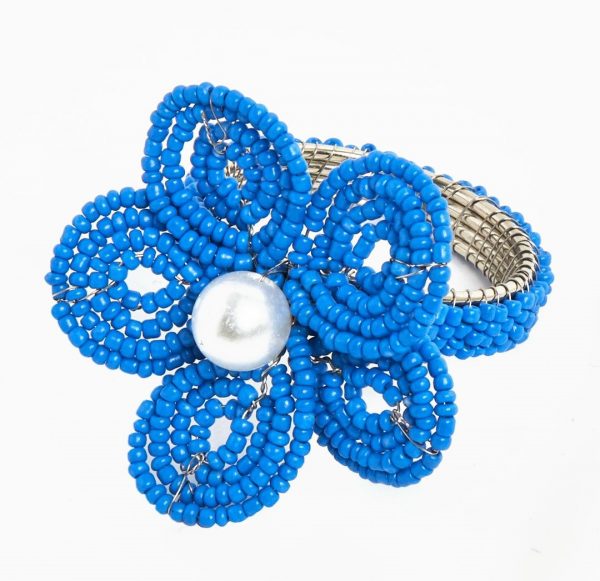 Navy Floral Napkin Ring