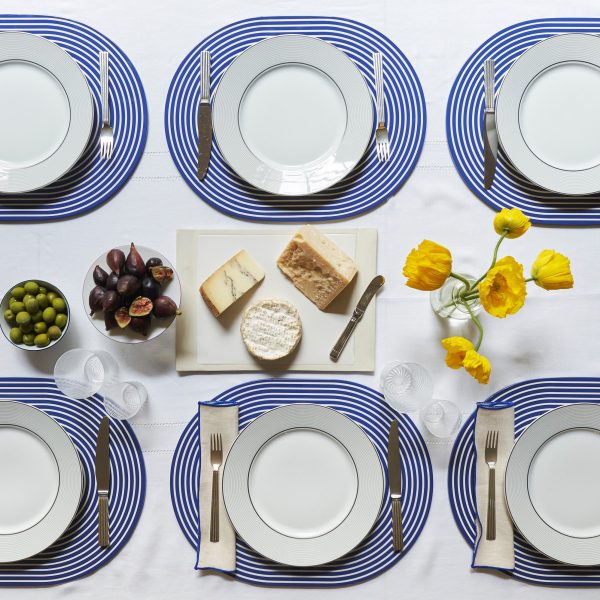 Navy and White Lacquer Stripe Placemat